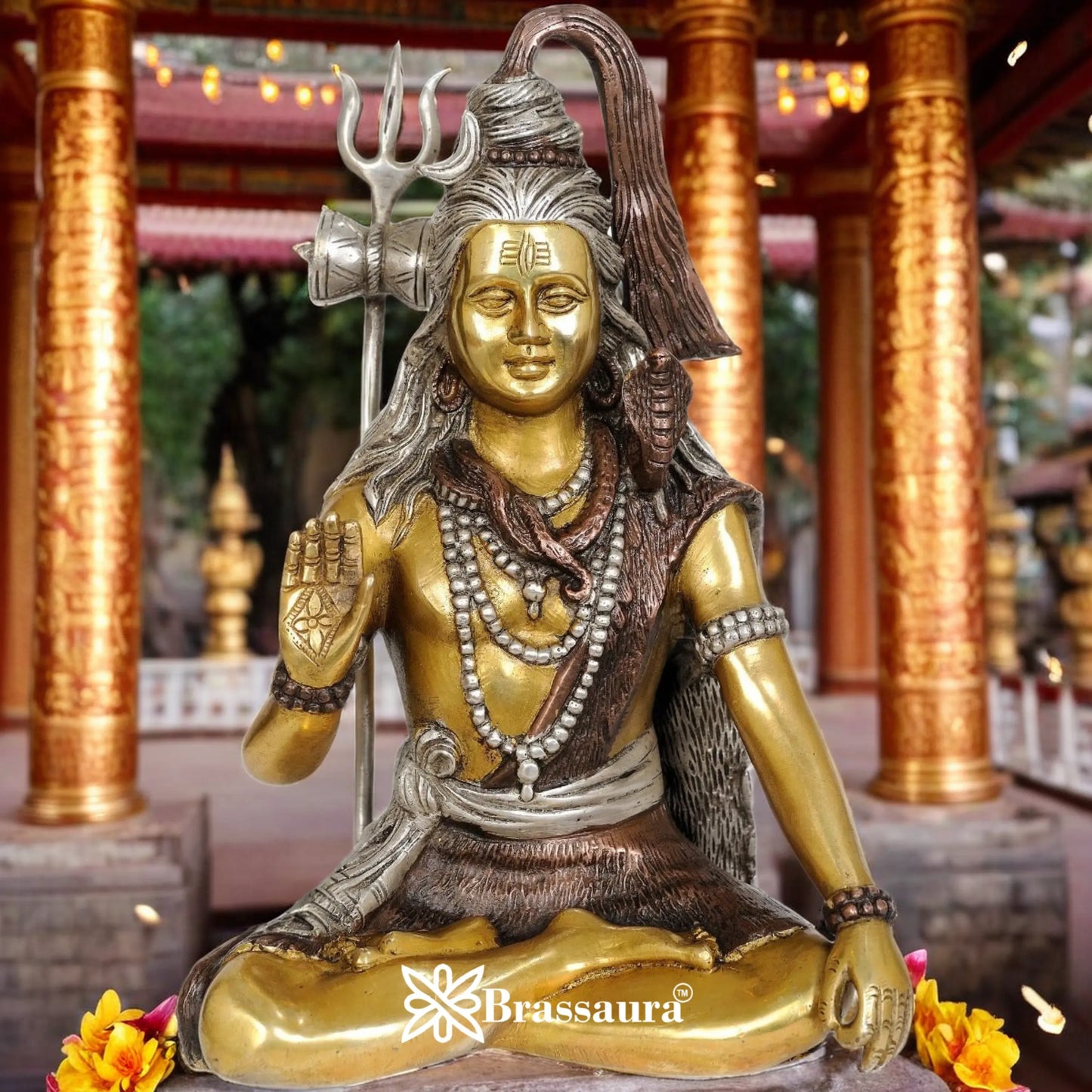 Brassaura™ Brass Shiva Idol – Height 11.5 Inches & Weight 5 Kgs | Traditional Spiritual Décor
