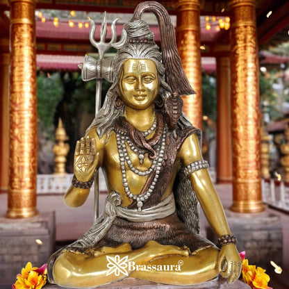 Brassaura™ Brass Shiva Idol – Height 11.5 Inches & Weight 5 Kgs | Traditional Spiritual Décor
