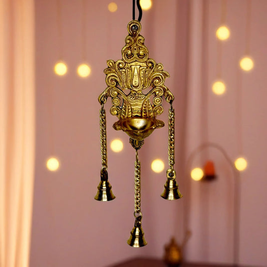 Brass Diya Wall Hanging for Home Weight 0.81 Kg Height 15.7 inch
