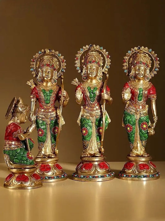 Brassaura™ 13" Shri Ram Darbar Brass Statue with Inlay Work | Height 33 cm | Weight 9.39 Kg