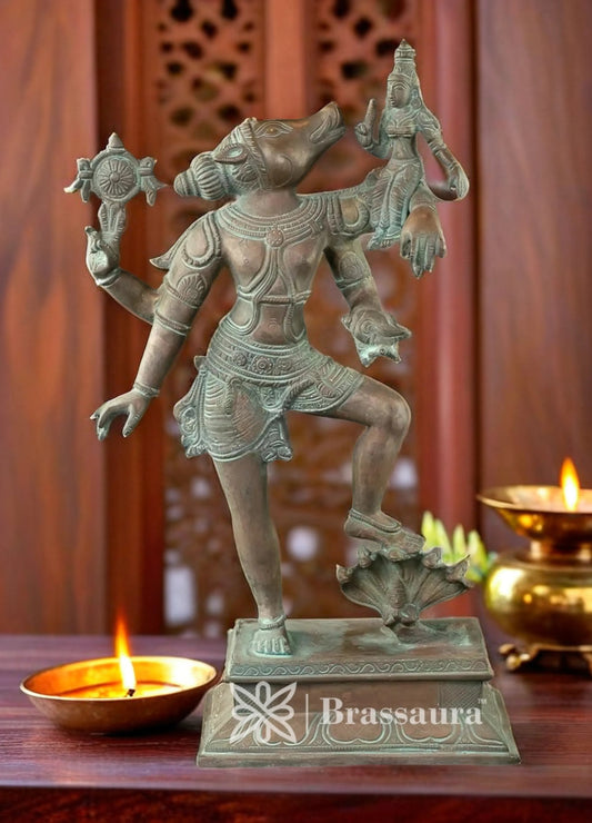 Brass Varah Statue Weight 7.2 Kg And Height 17.5 Inch