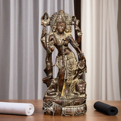 Brassaura™ Brass Ardhanarishwar Statue – Height 13 Inches & Weight 5 Kgs | Classic Temple Art Piece