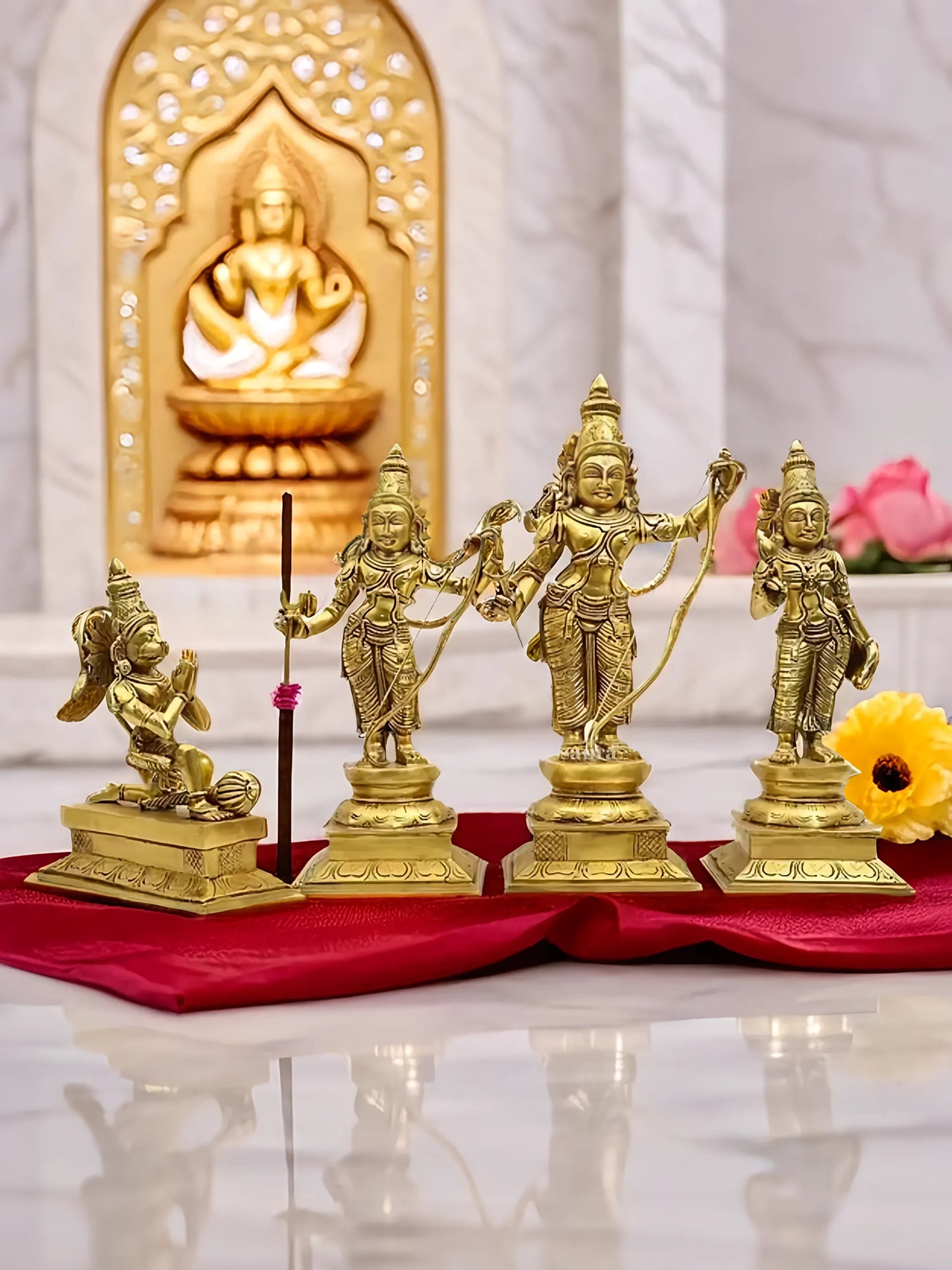 Brassaura™ Brass Ram Darbar Idol – Height 23 Inches & Weight 34 Kgs | Exquisite Handcrafted Sculpture for Temple Use