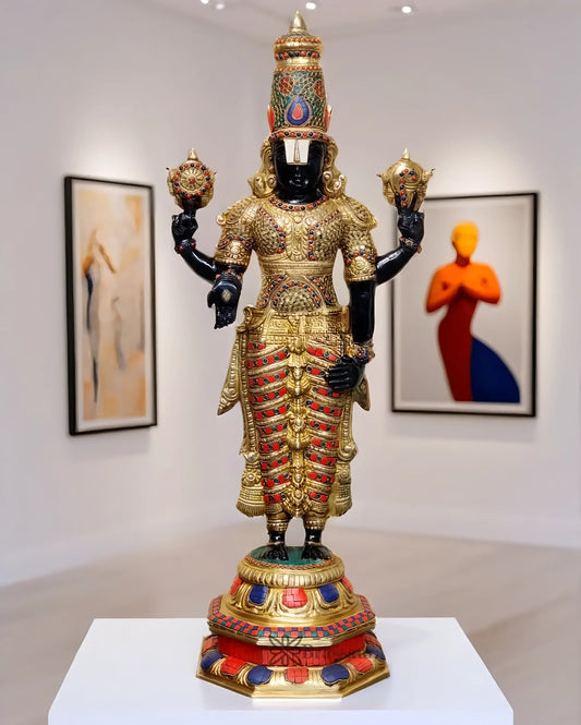 Brassaura™ Pure Brass Tirupati Balaji Idol – 33.5 Inches, 22 Kgs