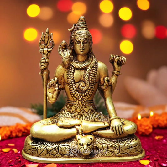 Brassaura™ Brass Lord Shiva Murti – Height 8 Inches & Weight 2.5 Kgs | Sacred Home Décor