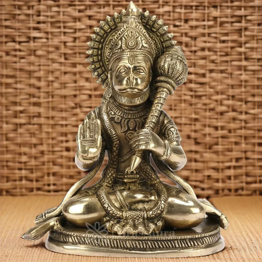 Brassaura™ Divine Brass Hanuman Statue – Height 9.2 Inches & Weight 1.8 Kgs | Classic Décor