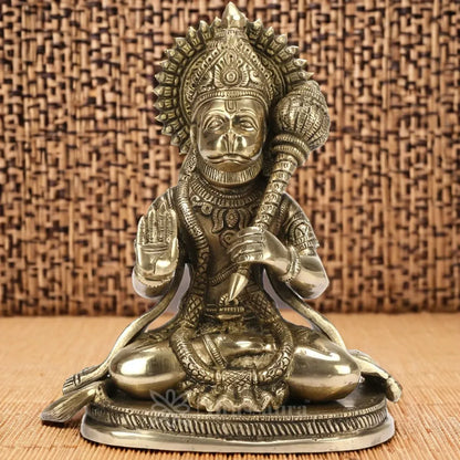 Brassaura™ Divine Brass Hanuman Statue – Height 9.2 Inches & Weight 1.8 Kgs | Classic Décor