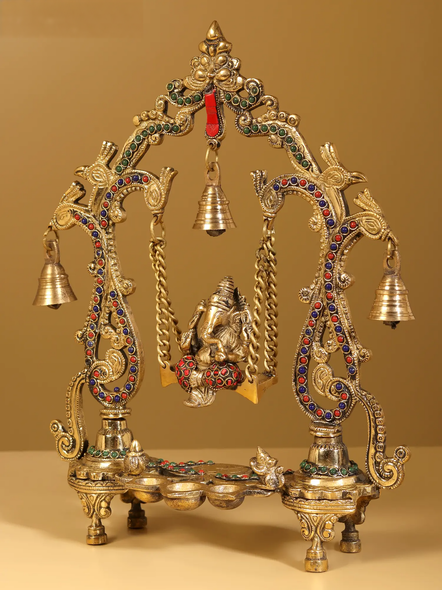 Brassaura™ Brass Lord Ganesha Jhula Idol | Height 14 Inches & Weight 2.69 kgs