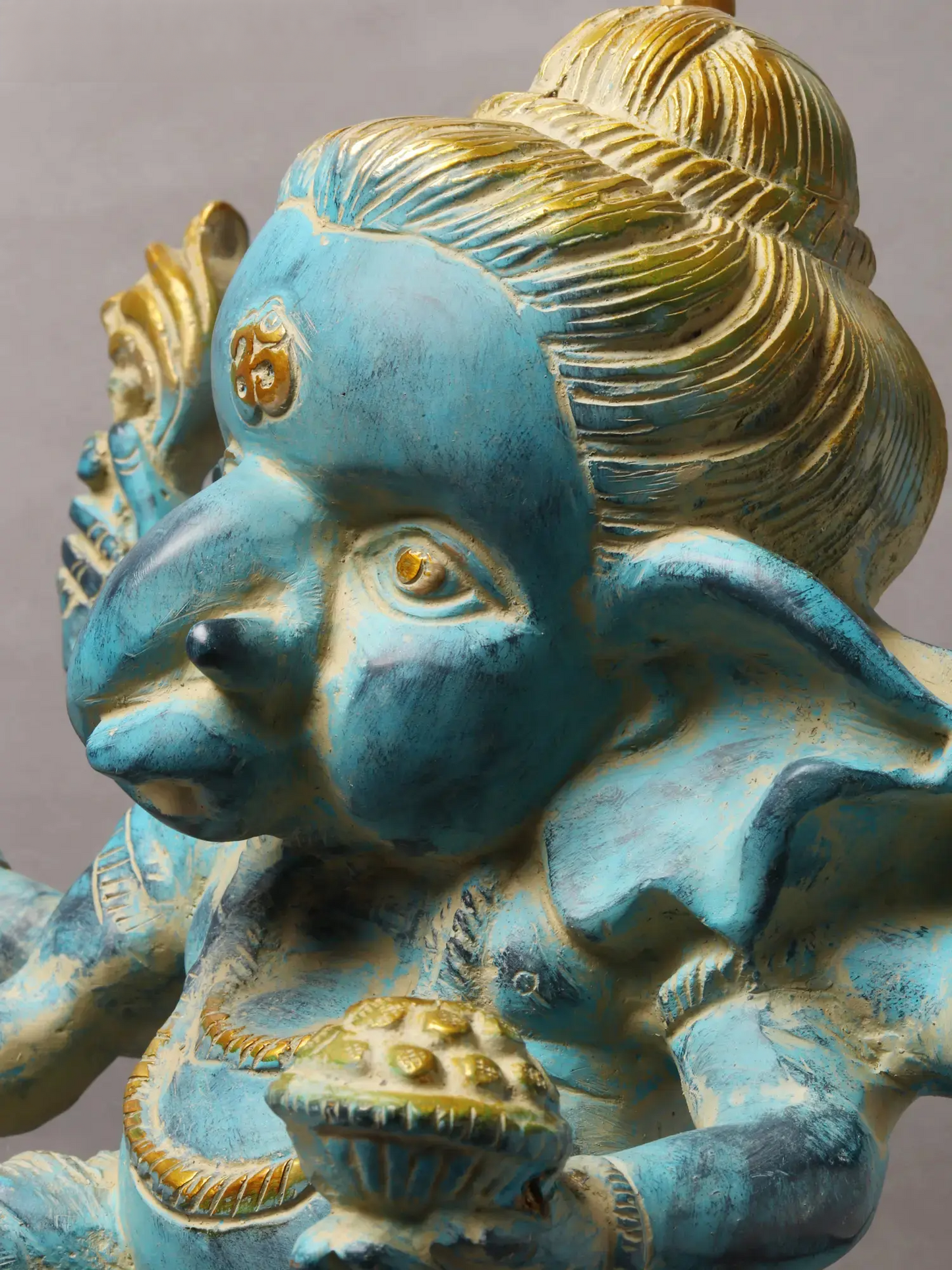 Brassaura™ Six-Armed Dancing Bal Ganesha | Turquoise Patina with Gold Highlights | Height 15.6 Inches & Weight 8.70 kgs