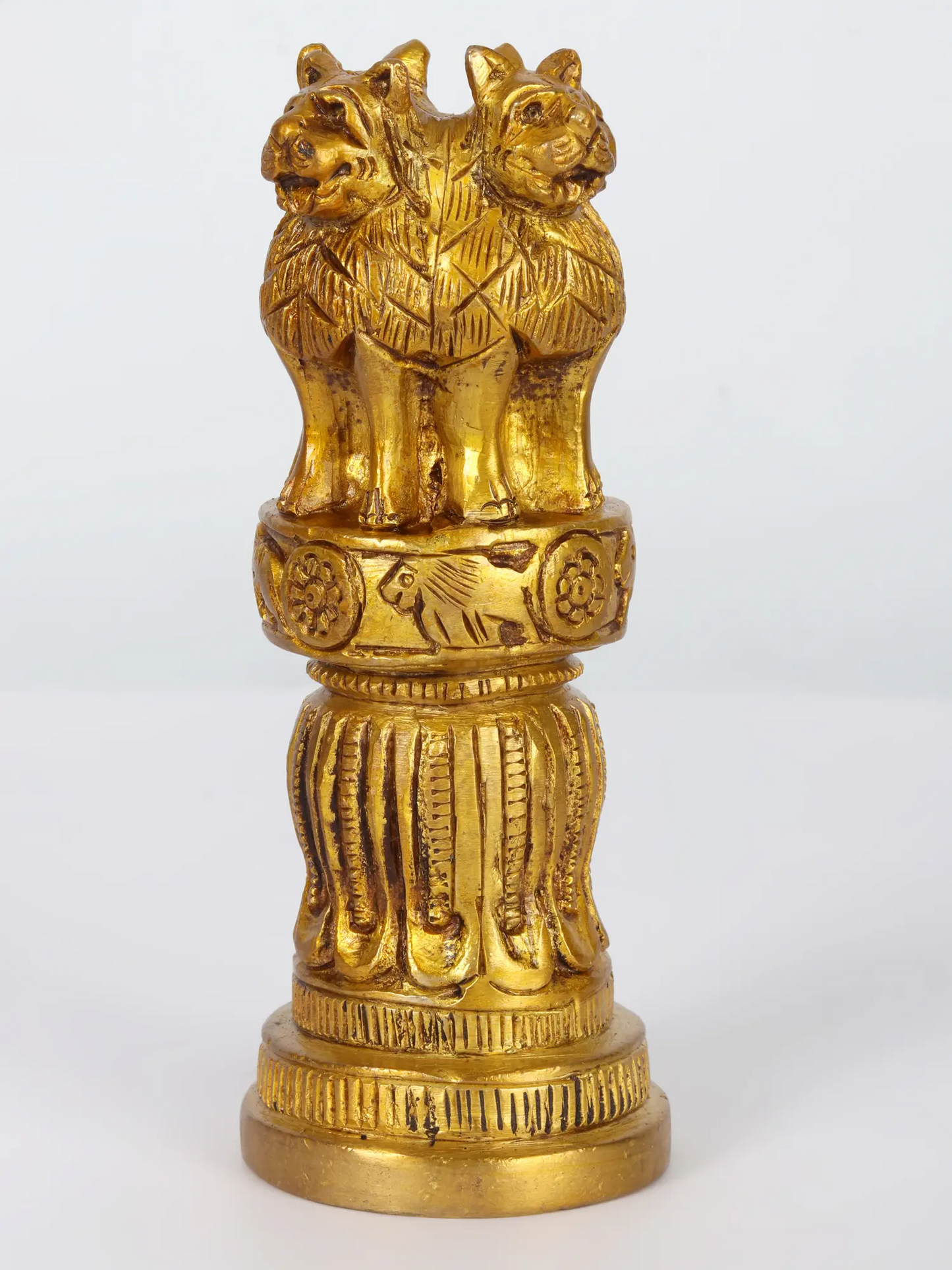 ब्रसौरा® ब्रास अशोक सिंह स्तंभ राजधानी मूर्तिकला | शुद्ध पीतल | ऊंचाई 6 इंच और वजन 0.98 किलोग्राम