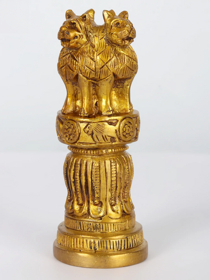 ब्रसौरा® ब्रास अशोक सिंह स्तंभ राजधानी मूर्तिकला | शुद्ध पीतल | ऊंचाई 6 इंच और वजन 0.98 किलोग्राम