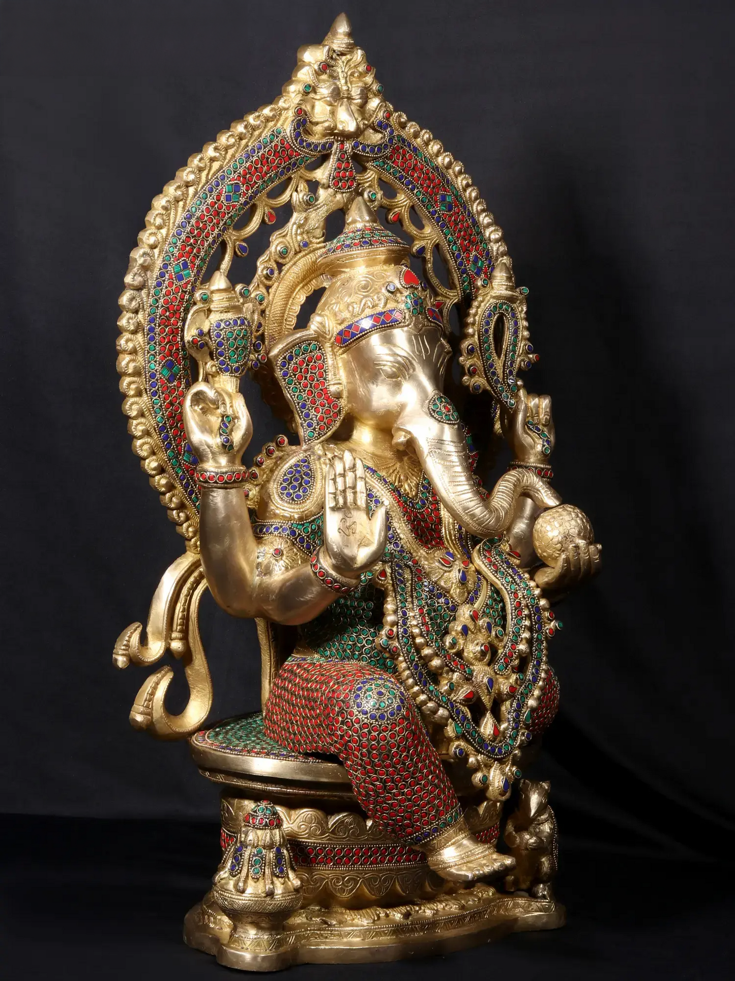 Brassaura™ Sitting Lord Ganesha Idol | Pure Brass with Intricate Detailing | Height 27 Inches & Weight 34.50 Kgs
