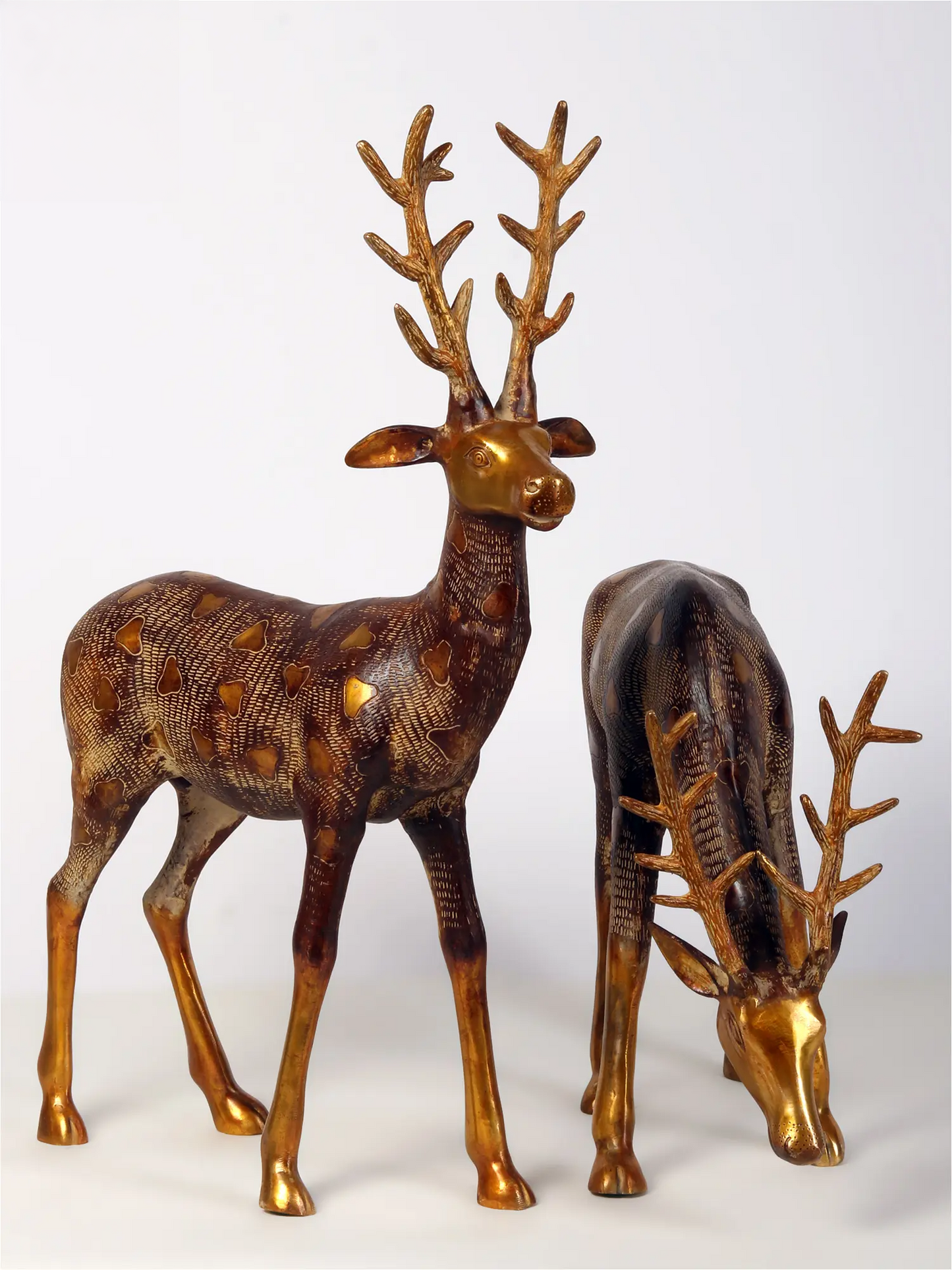 Brassaura® Pair of Deer Brass Sculptures | Pure Brass | Height 28 Inches & Weight 22.91 kgs