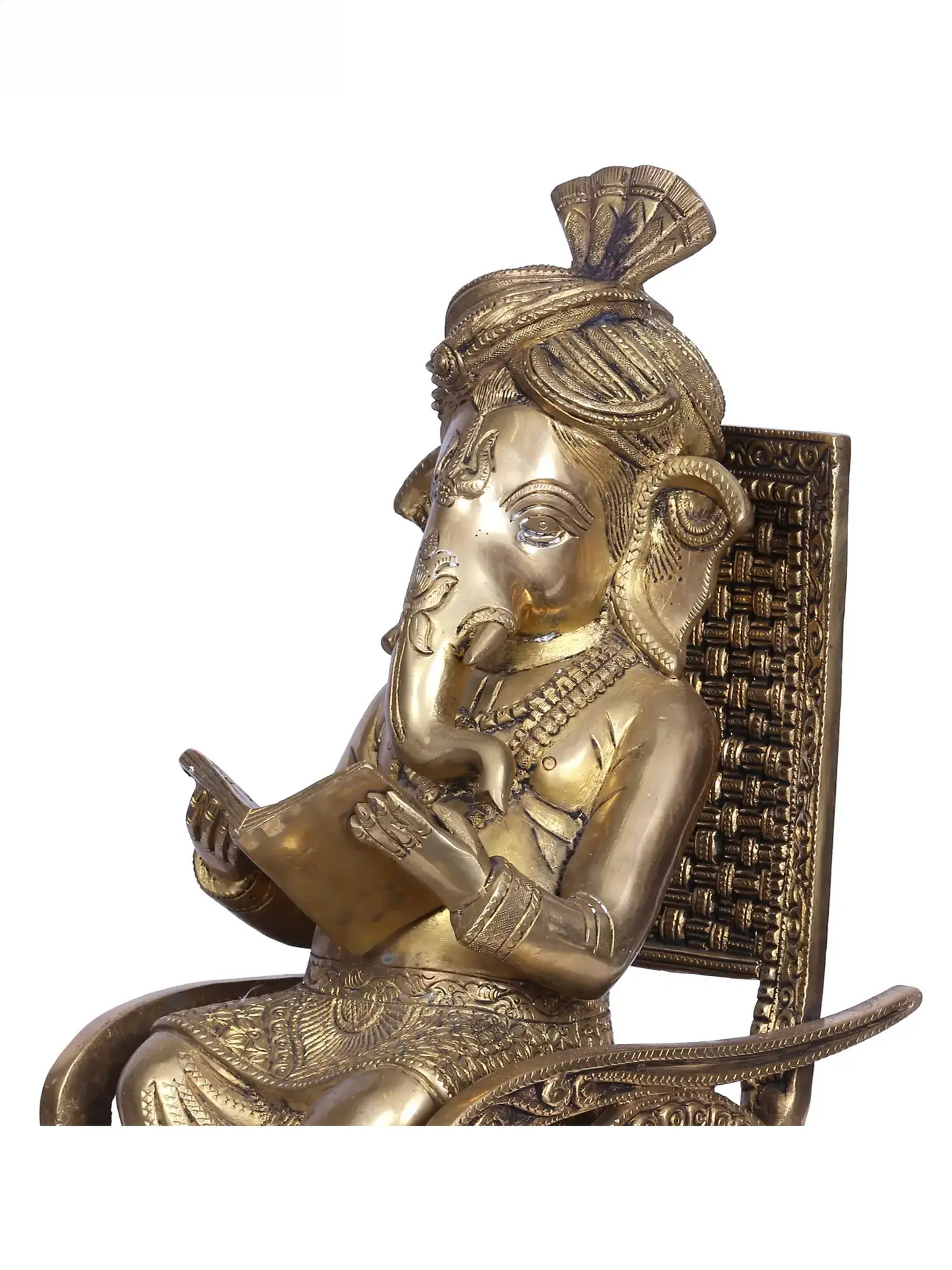 Brassaura™ Reclining Lord Ganesha Idol | Pure Brass with Intricate Detailing | Height 13 Inches & Weight 12.50 Kgs
