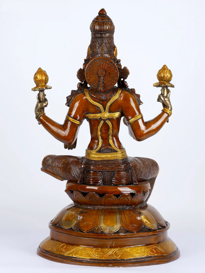 Brassaura® Large Brass Goddess Lakshmi Statue | 23.43 Inches | 25.57 kg