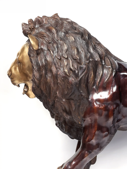 Brassaura® Majestic Lion Brass Sculpture | Pure Brass | Height 49 Inches & Weight 213.70 kgs