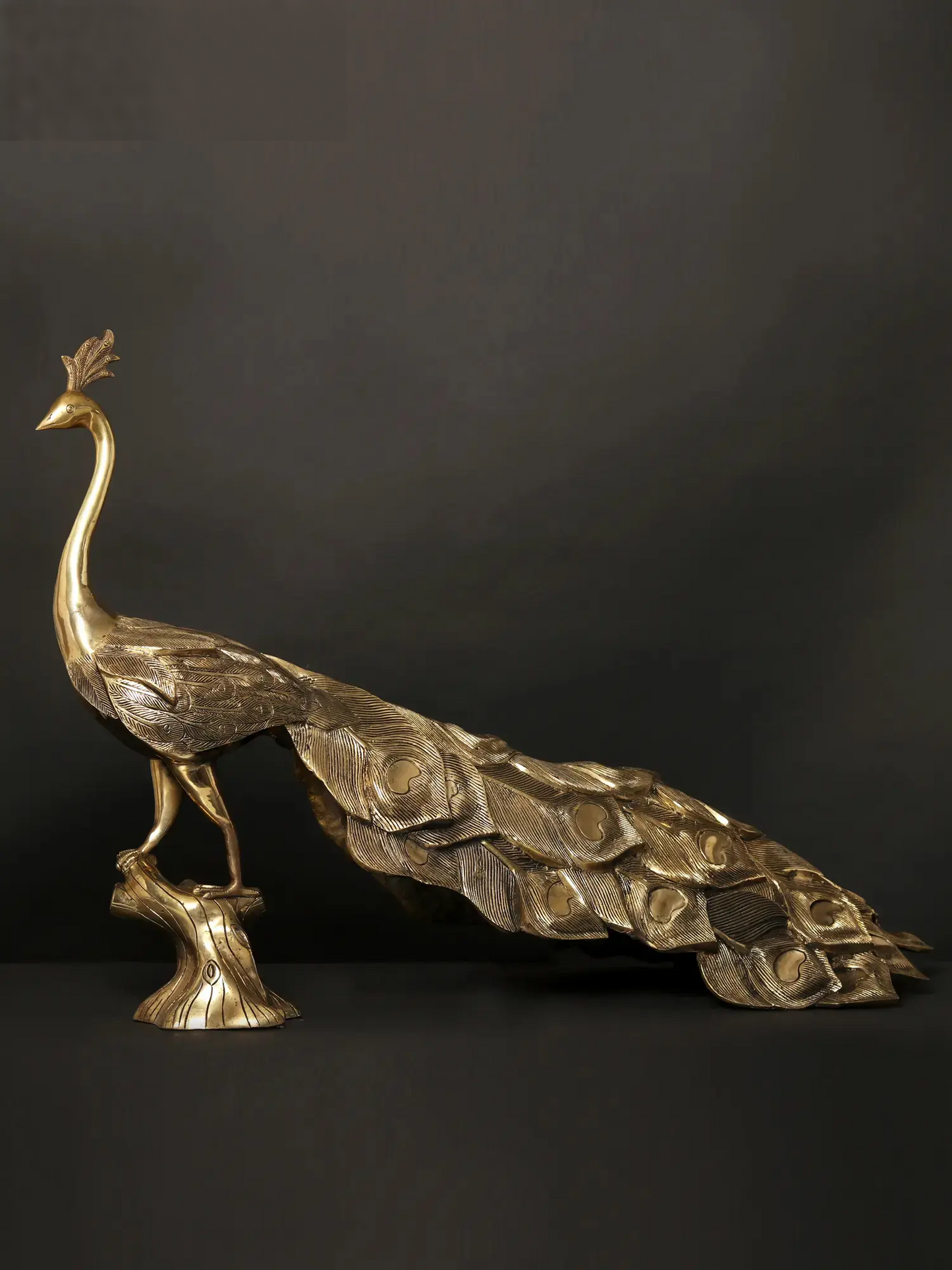 Brassaura® Brass Peacock Sculpture | Pure Brass | Height 24.6 Inches & Weight 23.45 kgs