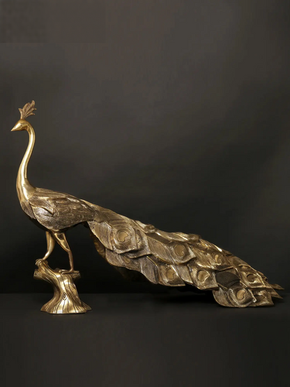 Brassaura® Brass Peacock Sculpture | Pure Brass | Height 24.6 Inches & Weight 23.45 kgs
