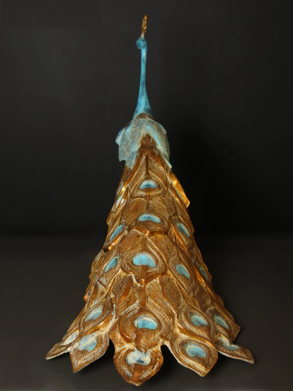 Brassaura® Decorative Brass Peacock Sculpture | Pure Brass | Height 25 Inches & Weight 23.50 kgs