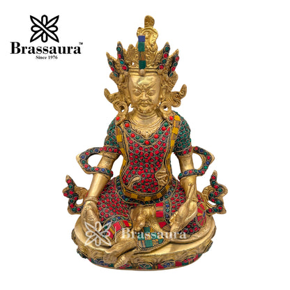 Brass Gem Stone Work Kuber Idol for Home and Decor Weight 5 Kg Height 31 cm