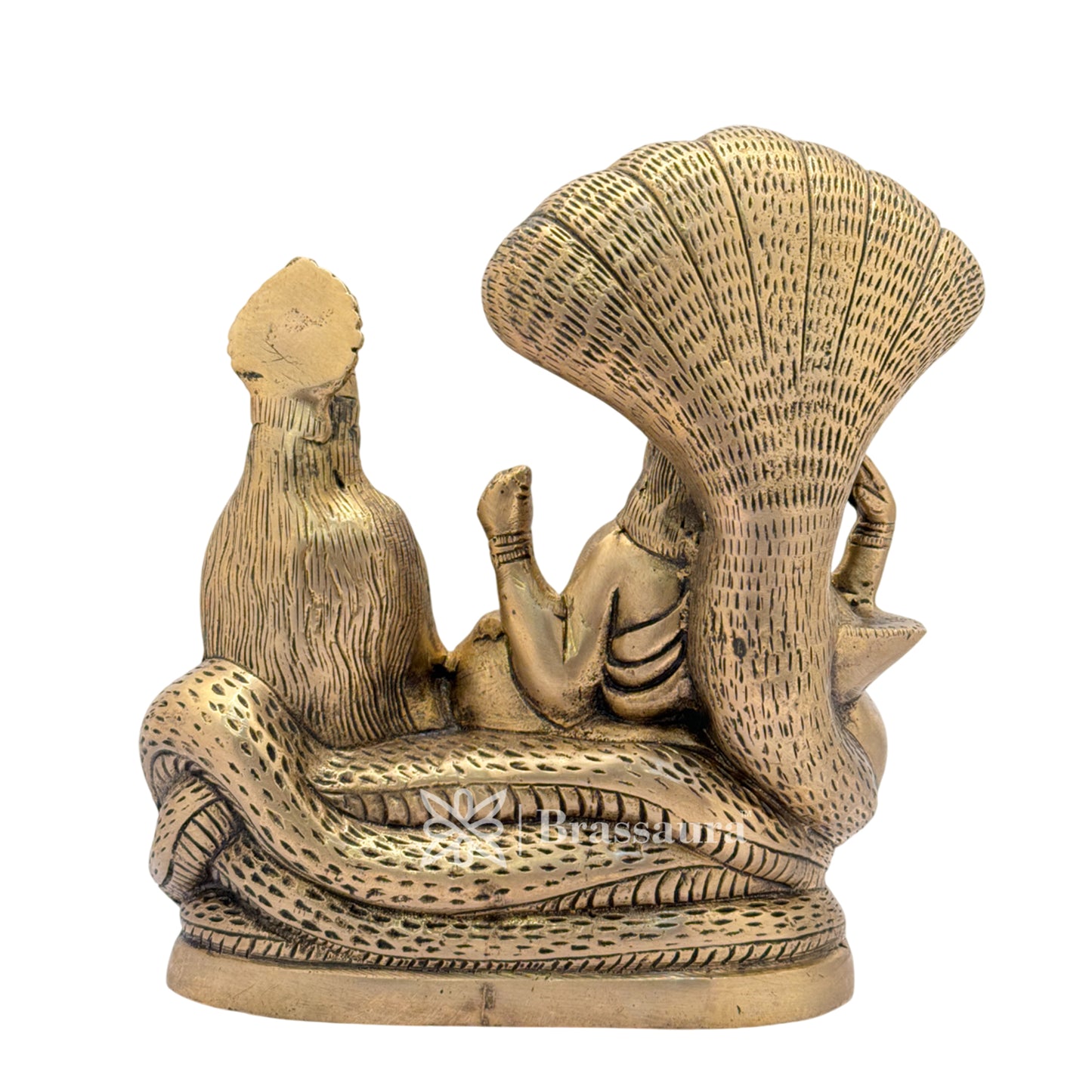 Brass Black Patina Work Vishnu laxmi and sheshnaag Idol for Home and Decor Weight 4.2 Kg Height 22 cm