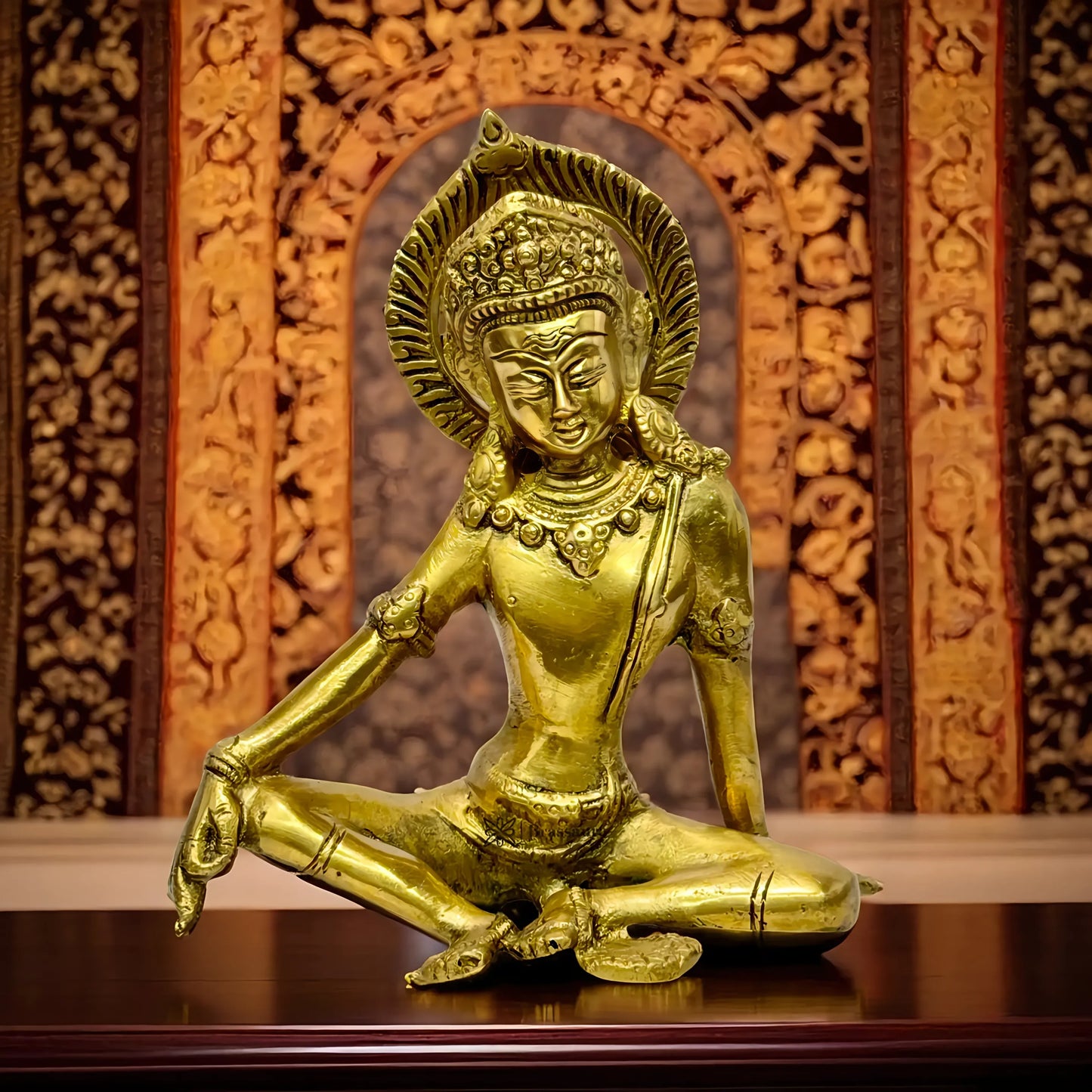 Brassaura™ Brass Indra Dev Idol – Height 10 Inches & Weight 1.5 Kgs | Religious & Spiritual Décor