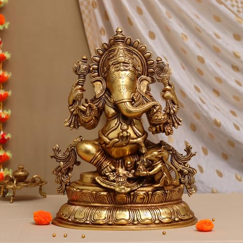 Brassaura® LARGE SIZE BRASS GANESHA IDOL HEIGHT 16 INCH