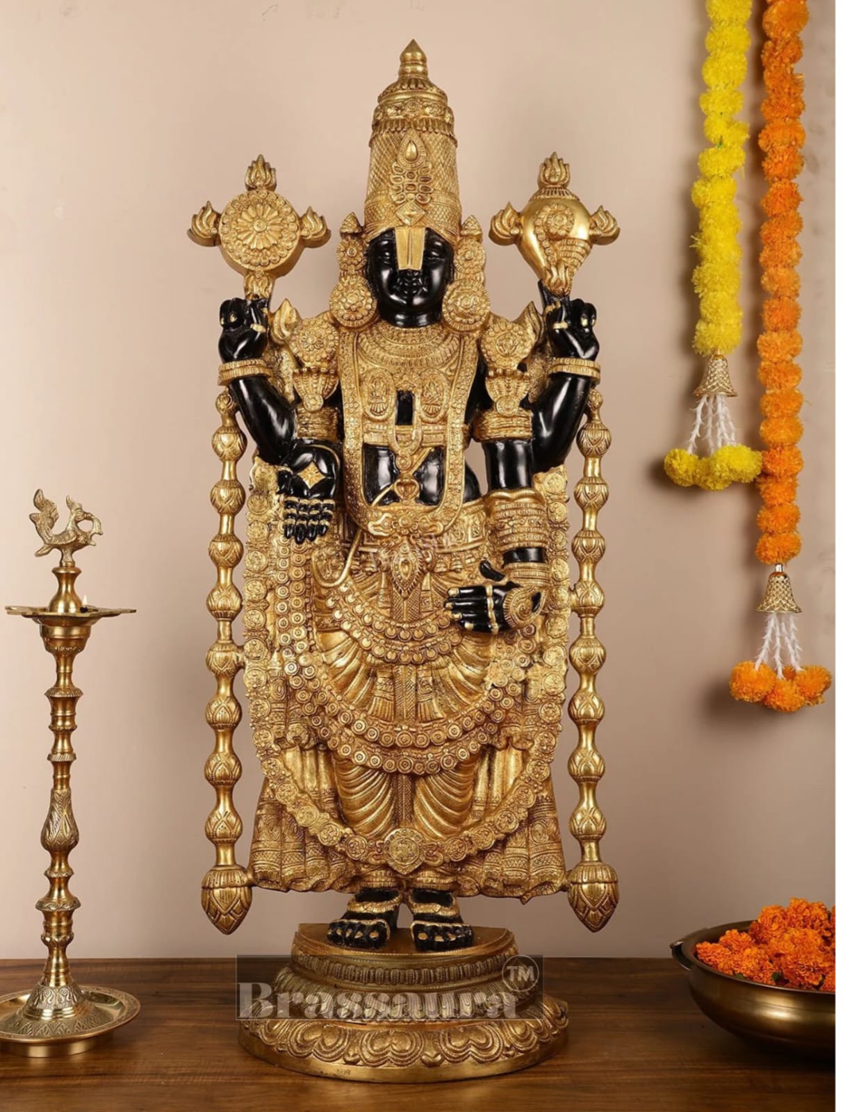 Brassaura™ Majestic Brass Lord Venkateshwara Idol – 48 Inches, 49 Kgs