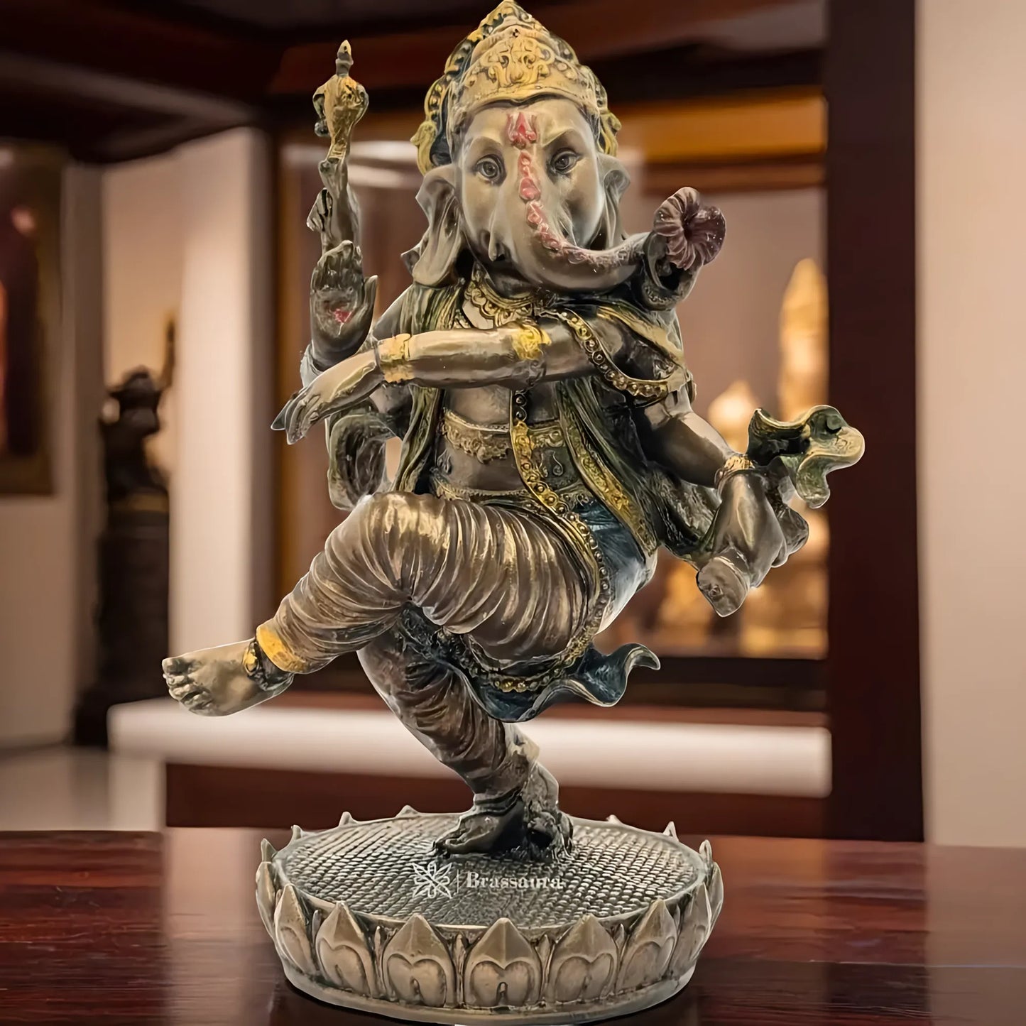 Brassaura™ Resin Ganesha Statue for Car Dashboard, Home and Decor | Weight 0.57 Kgs | Height 7.87 Inches