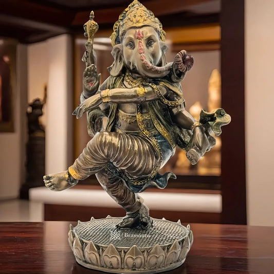 Brassaura™ Resin Ganesha Statue for Car Dashboard, Home and Decor | Weight 0.57 Kgs | Height 7.87 Inches