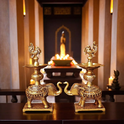 Brass Decorative Elephant Diya Weight 6.1 Kg And Height 11 Inch