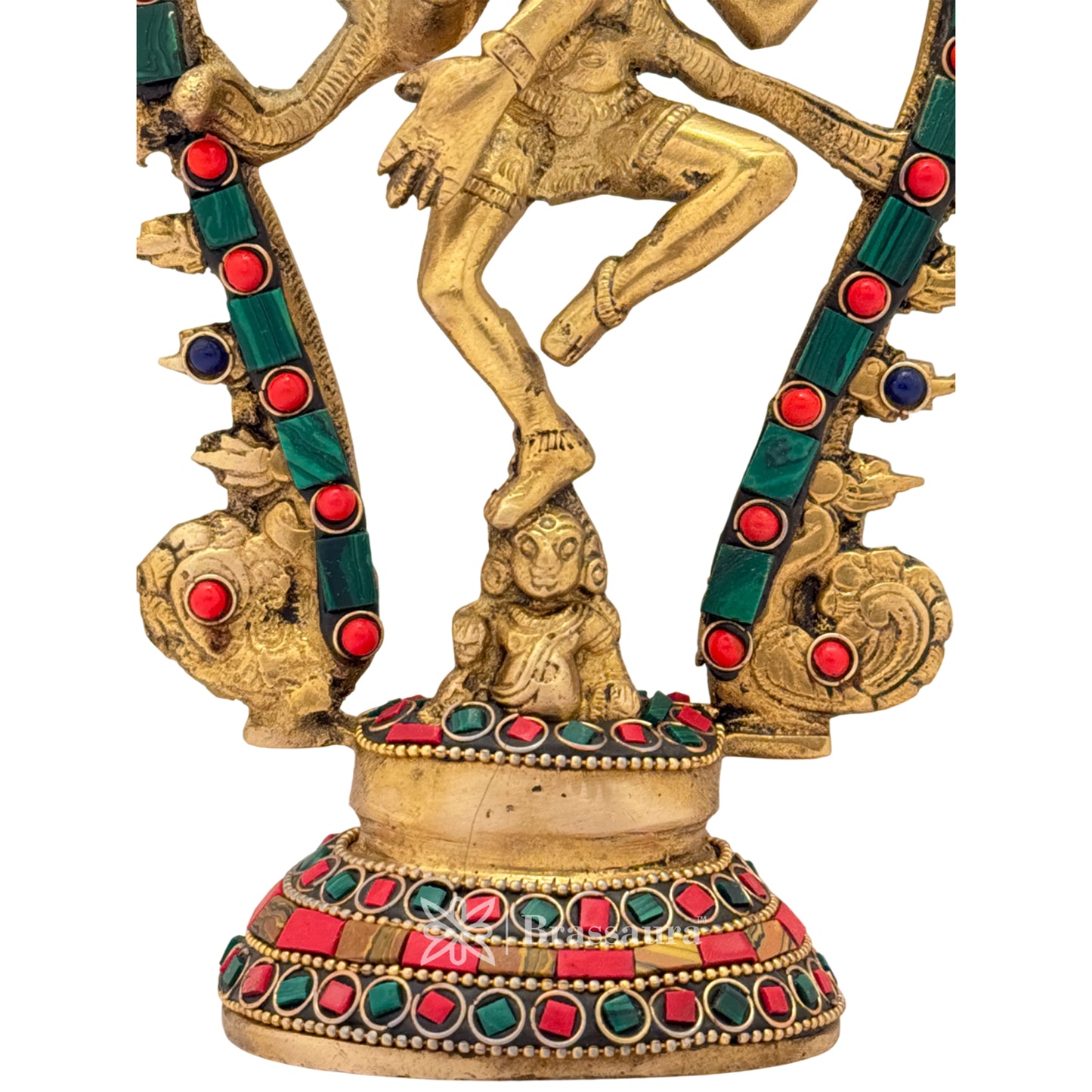 Brass Gem Stone Work Dancing Natraj Idol for Home and Decor Weight 1 Kg Height 23 cm