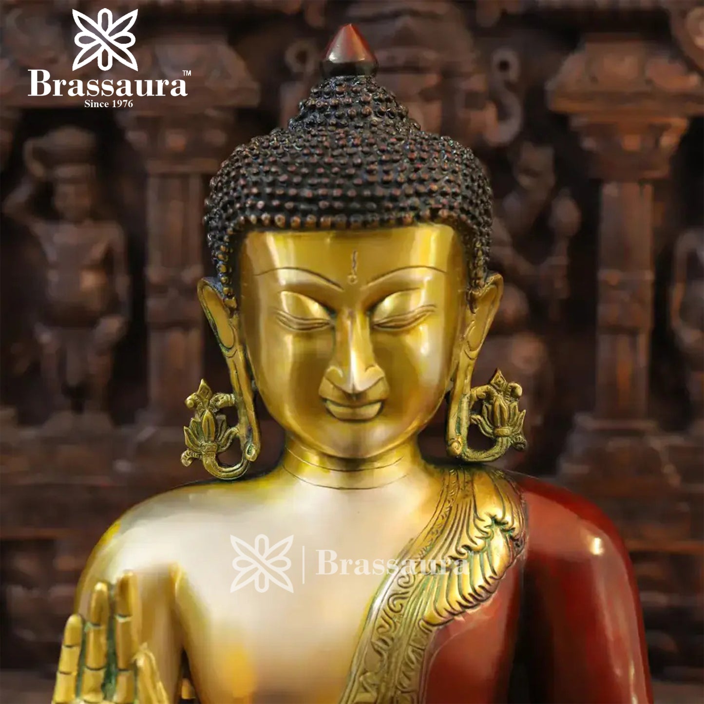 Brass Buddha For Home And Décor Weight 15.86 kg Height 19 Inch