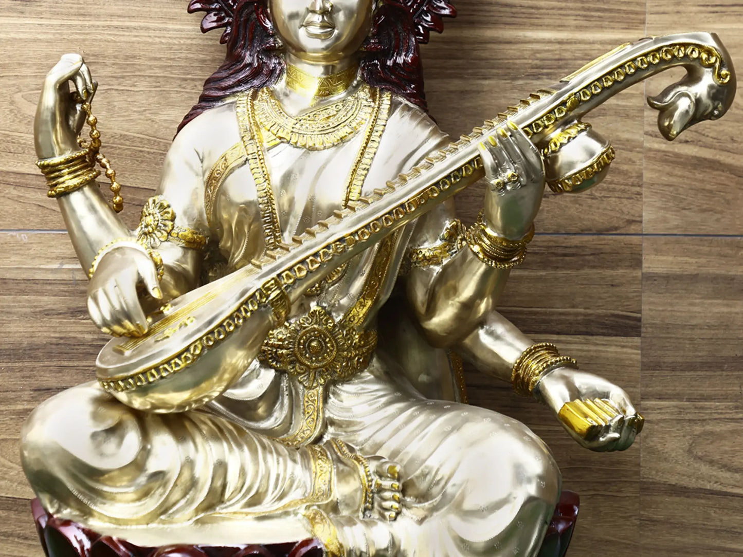 Brassaura® Brass Goddess Saraswati Statue | Height 52 Inches & Weight 141.80 kg