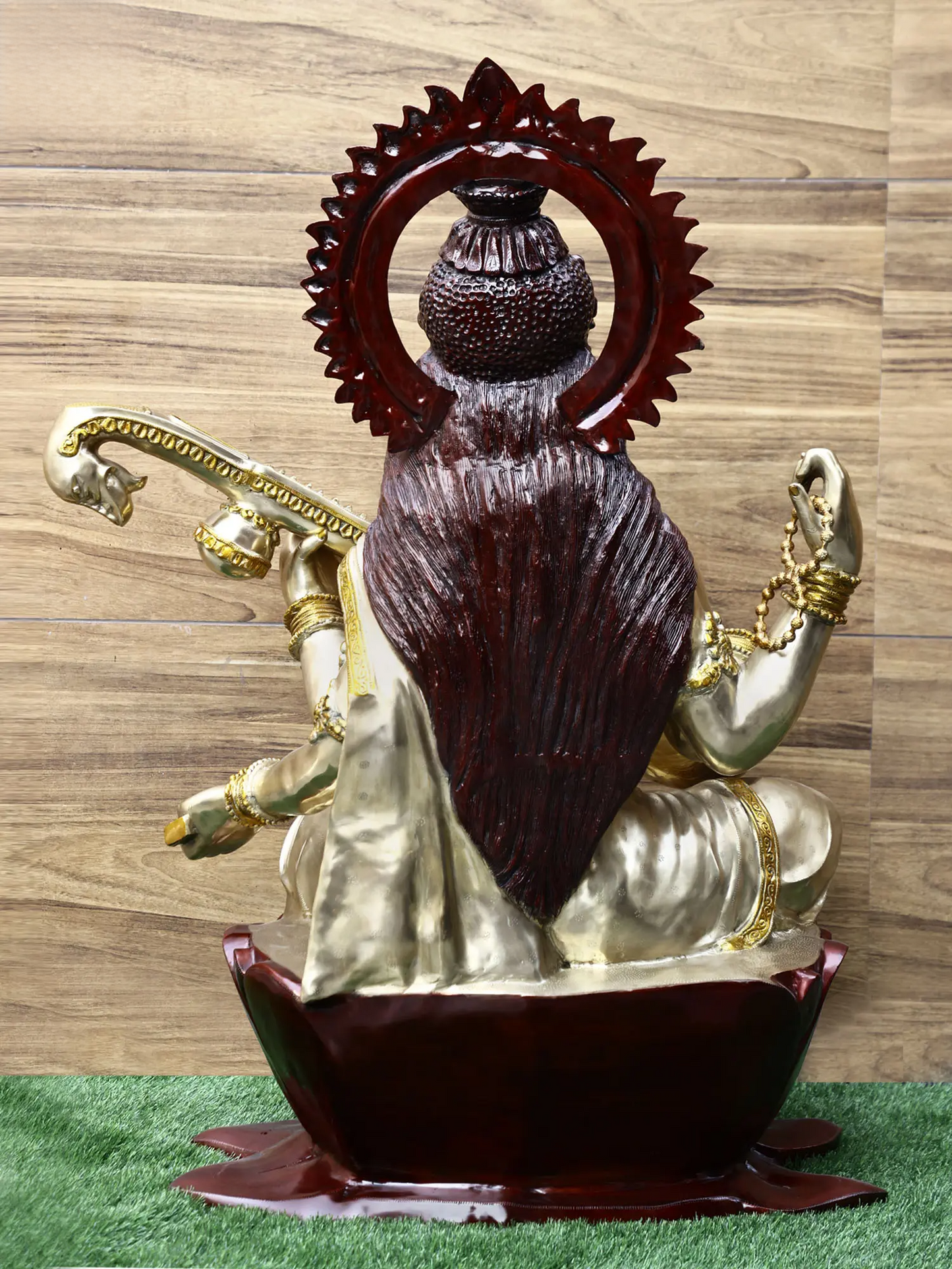 Brassaura® Brass Goddess Saraswati Statue | Height 52 Inches & Weight 141.80 kg