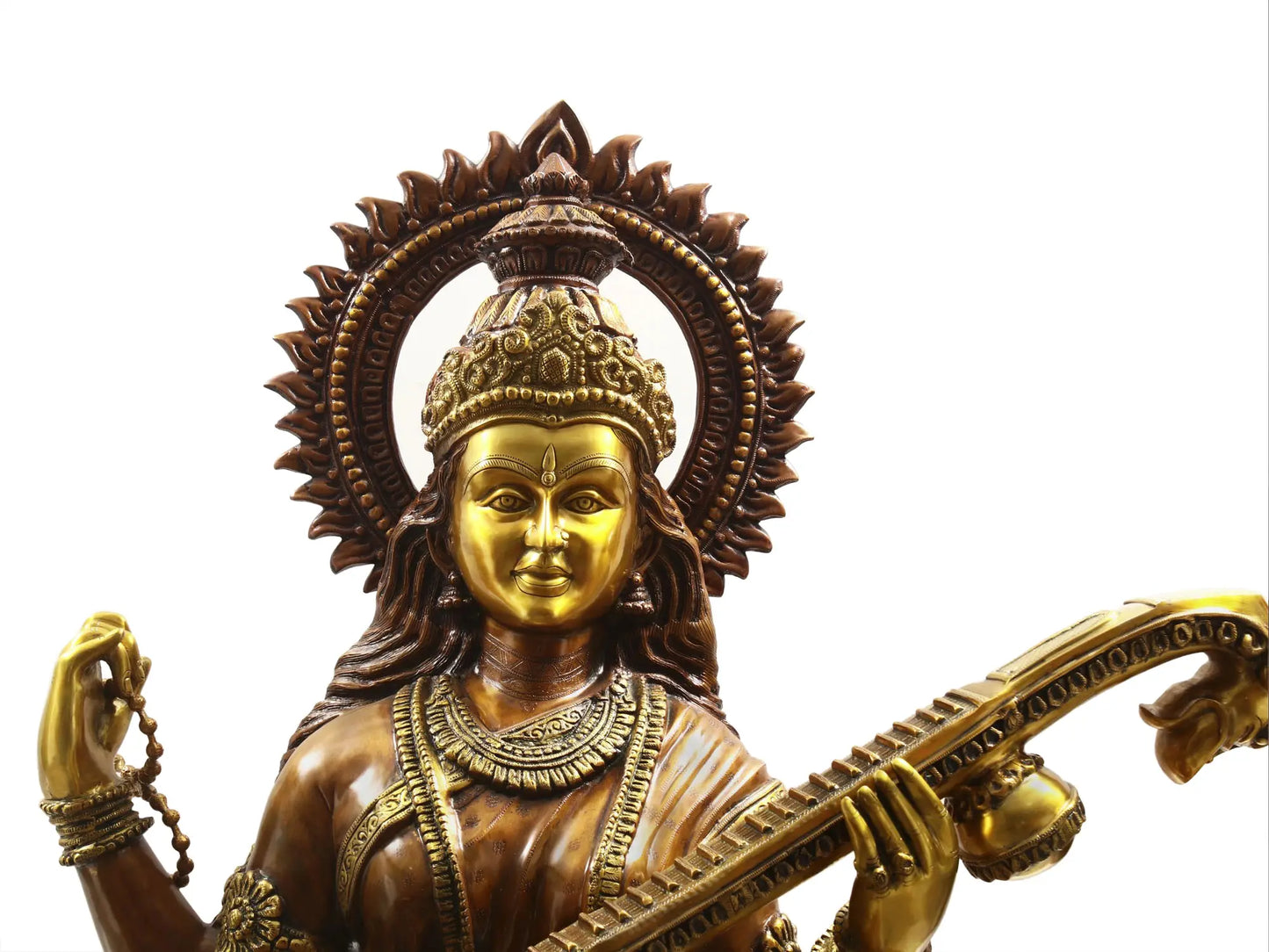 Brassaura® Brass Goddess Saraswati Statue | Height 52 Inches & Weight 141.80 kg