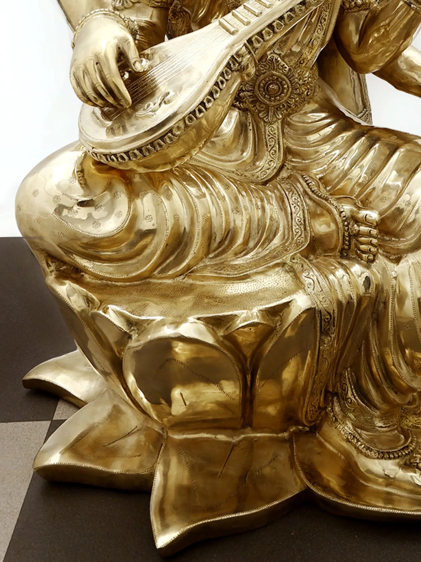Brassaura® Brass Goddess Saraswati Statue | Height 52 Inches & Weight 141.80 kg