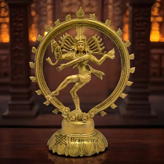 Brassaura™ Brass Nataraj Statue | Height 11.5 Inches & Weight 2.2 Kgs
