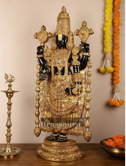 Brassaura™ Majestic Brass Lord Venkateshwara Idol – 48 Inches, 49 Kgs