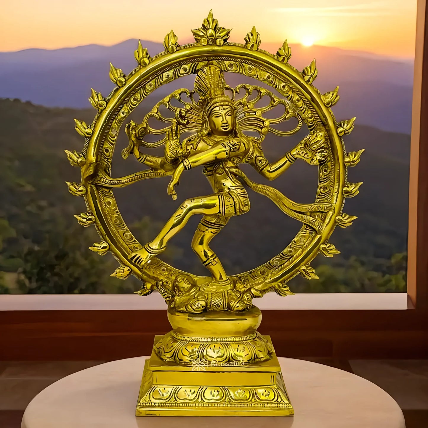 Brassaura® Big Size Dancing Nataraj Idol | Pure Brass with Golden Finish | Height 13 Inches