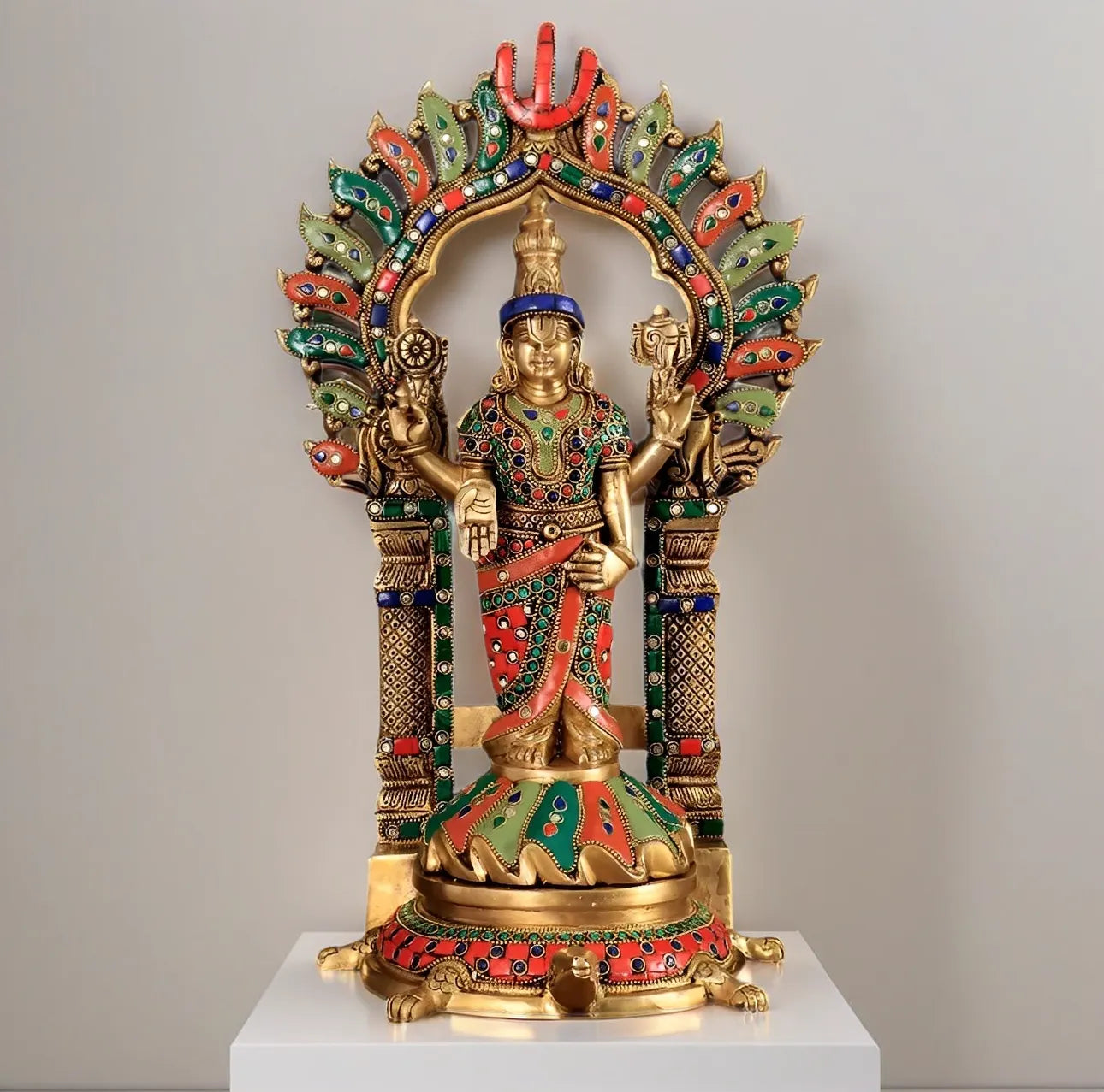 Brassaura™ Brass Lord Venkateshwara Swamy Statue with Prabhavali – 17 Inches, 7.6 Kgs