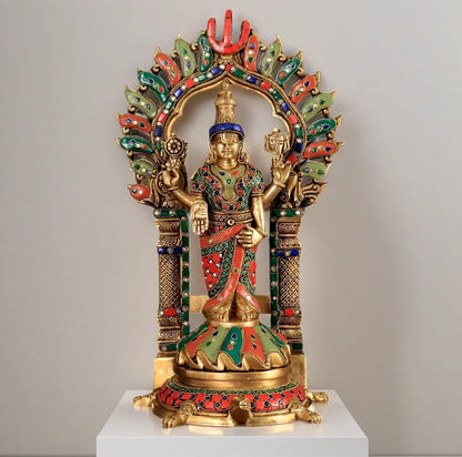 Brassaura™ Brass Lord Venkateshwara Swamy Statue with Prabhavali – 17 Inches, 7.6 Kgs