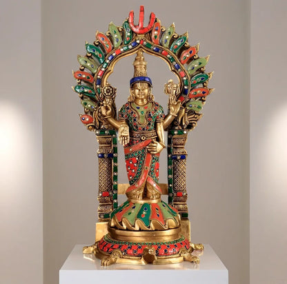 Brassaura™ Brass Lord Venkateshwara Swamy Statue with Prabhavali – 17 Inches, 7.6 Kgs
