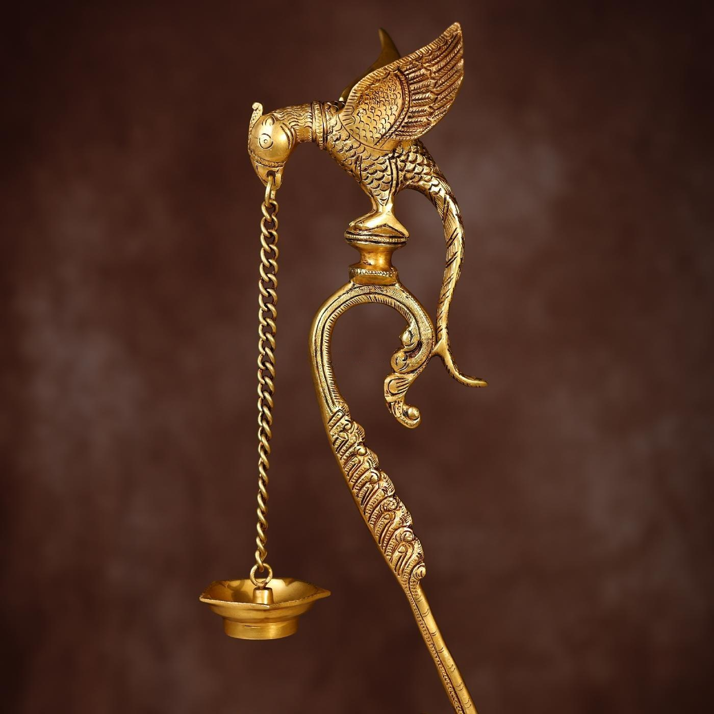 BRASS PARROT WITH LAMP HEIGHT 24 INCH