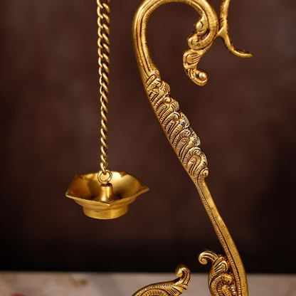 BRASS PARROT WITH LAMP HEIGHT 24 INCH