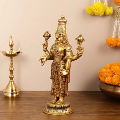 Brassaura™ Handcrafted Lord Venkateshwara Swamy Brass Idol – 18 Inches, 7 Kgs