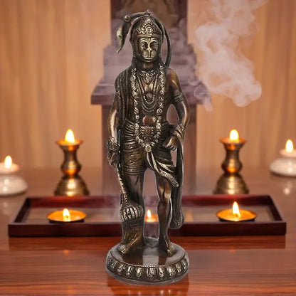 Brassaura™ Traditional Brass Hanuman Idol – Height 11.2 Inches & Weight 2.2 Kgs | Devotional Figurine