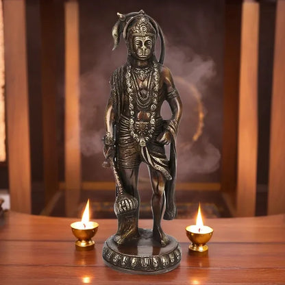 Brassaura™ Traditional Brass Hanuman Idol – Height 11.2 Inches & Weight 2.2 Kgs | Devotional Figurine