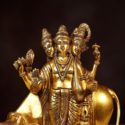 BRASS LORD DATTATREYA MURTI - HEIGHT 10.5 INCH