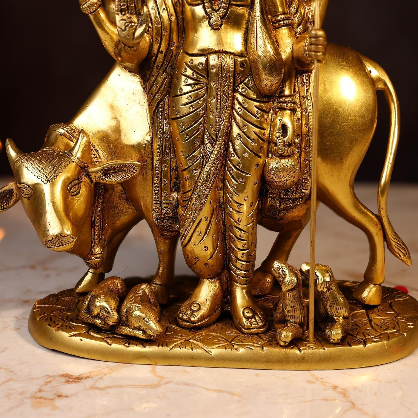 BRASS LORD DATTATREYA MURTI - HEIGHT 10.5 INCH
